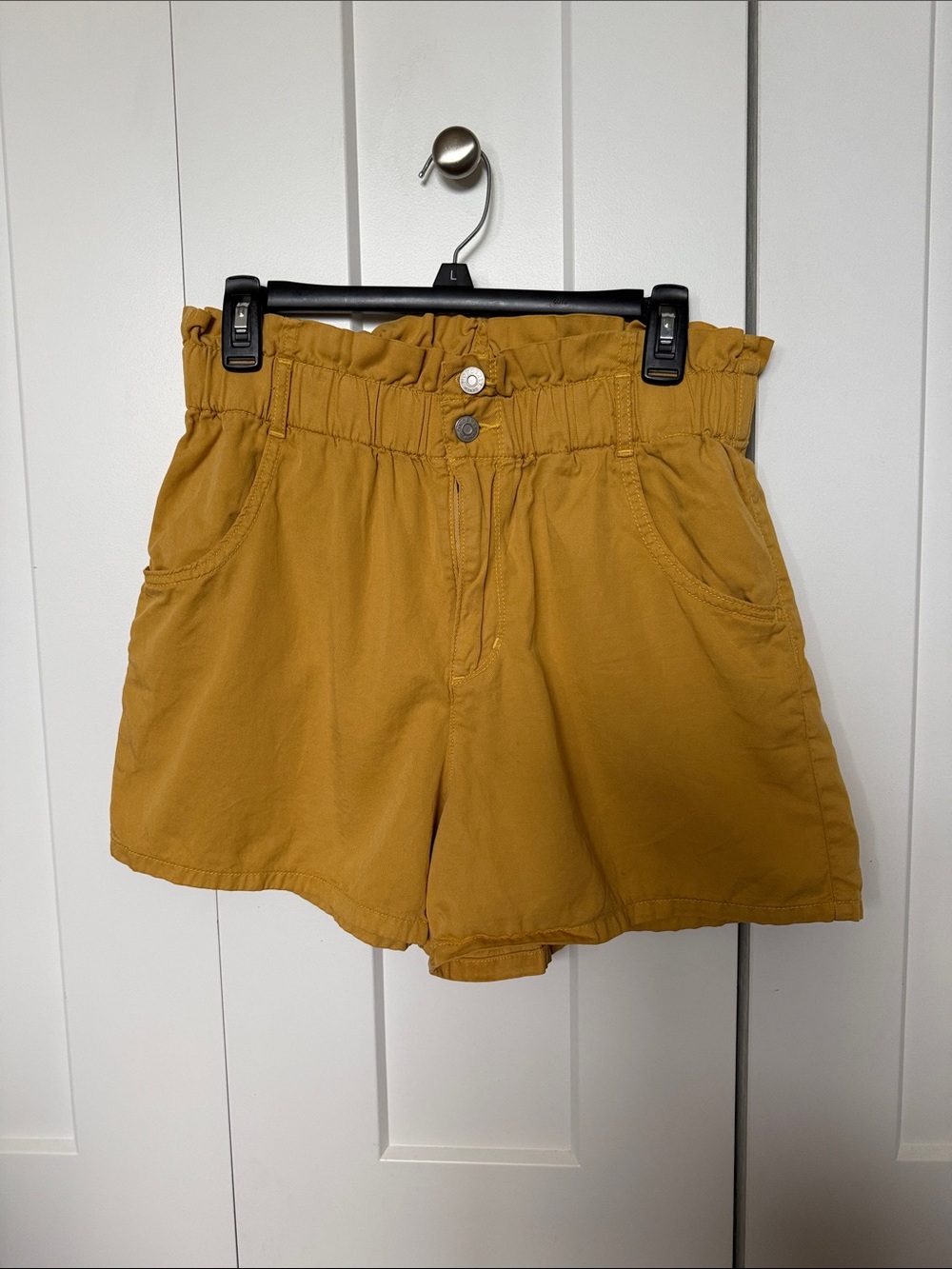 Wonderly High-Waist Paperbag Shorts - Mustard Yellow